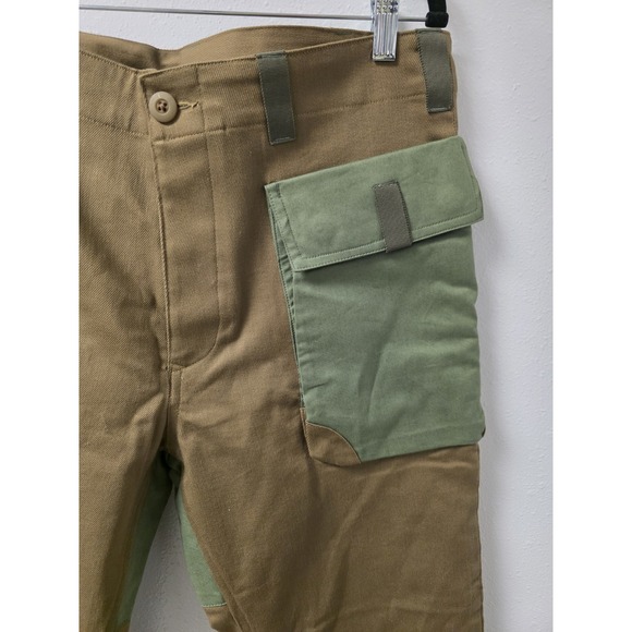Wasted Collective Men's Cargo Pants Large Green Brown Patchwork Utility Hiking - Picture 2 of 7